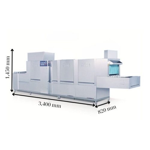 Kích thước máy rửa chén bát công nghiệp băng chuyền PRIME PMFE-600S